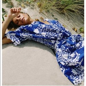 Juliet Dunn Scallop Trim Palladio Print Cotton Dress